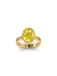 Barmunda gems Men Yellow Sapphire Stone Studded & Gold-Plated Brass Finger Ring