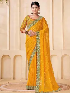 Satrani Embellished Sequinned Pure Georgette Saree