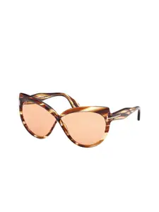 Tom Ford Women Brown Lens & Brown Butterfly Sunglasses with