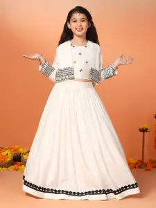 FASHION DREAM Girls Embroidered Ready to Wear Lehenga &