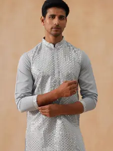 Jompers Men Woven Design Embroidered Kurta with Pyjama