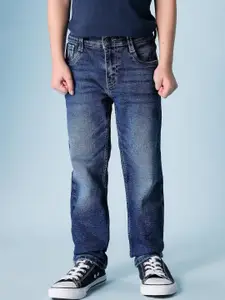 U.S. Polo Assn. Kids Boys Relaxed Fit Mid-Rise Light Fade Jeans