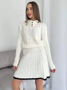 bebe Polo Collar Neck Sweatshirt With Skirt Co-Ords