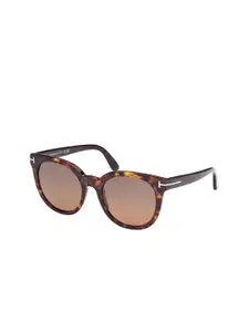 Tom Ford Women Brown Lens & Brown Oval Sunglasses with