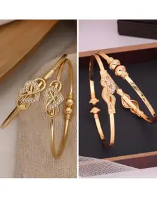 Anouk Women Gold-Plated Brass American Diamond Ethnic Adjustable Bangle