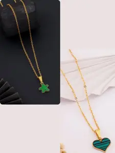 DressBerry Set of 2 Brass Gold-Plated Handcrafted Necklace