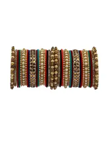 RIJOLI 38 Pieces Artificial Stones and Beads Alloy Bangles