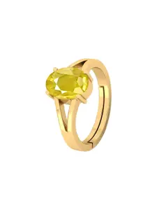 Barmunda gems Gold Plated Yellow Sapphire Brass Finger Ring