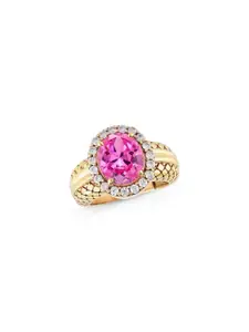 Barmunda gems Pink Brass Zircon Finger Ring