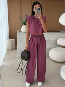 MIAKEE Round Neck Top With Palazzo Co-Ords