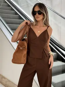 MIAKEE V-Neck Sleeveless Top With Trouser Co-Ords