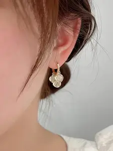 Vembley Artificial Beads Alloy Hoop Earrings