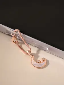 TOUCH925 Rose-Gold Plated Star-Moon Cubic Zirconia-Studded Necklace Charms