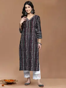 Varanga Women Striped Daily Cotton Straight Kurta