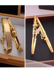 Anouk Pack O f 2 Brass Gold-Plated Adjustable American Diamond Bangles