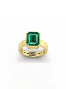 Barmunda gems Men Green Gold-Plated Artificial Stones Brass Ethnic Finger Ring
