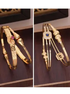 Anouk Women Gold-Plated Brass American Diamond Ethnic Adjustable Bangle