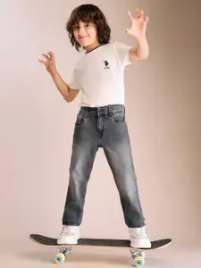 U.S. Polo Assn. Kids Boys Relaxed Fit Mid-Rise Light Fade Jeans
