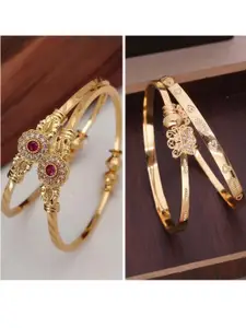 Anouk Gold-Plated 2 Pair Brass American Diamond Bangles