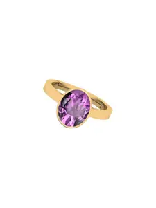 Barmunda gems Purple Stone Studded Gold-Plated Finger Ring