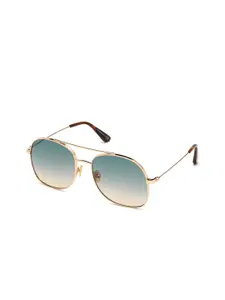 Tom Ford Women Green Lens & Gold-Toned Aviator Sunglasses with