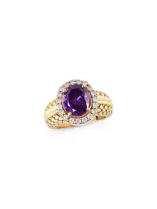 Barmunda gems Stone Studded Gold-Plated Finger Ring