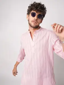 VASTRADO Men Striped Fusion Cotton Straight Kurta