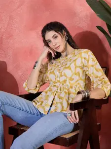 Sangria All-Over Women Paisley Printed Pure Cotton Peplum Top