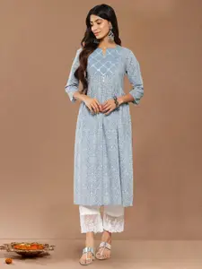 Varanga Bandhani Printed Gotta Patti Cotton Straight Kurta
