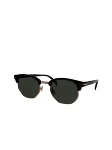 DressBerry Women Green Lens & Gold-Toned Round Sunglasses With Polarised Lens