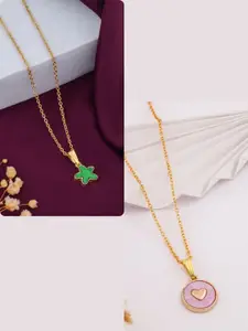 DressBerry Pack of 2 Gold-Plated Charms Pendant Chains