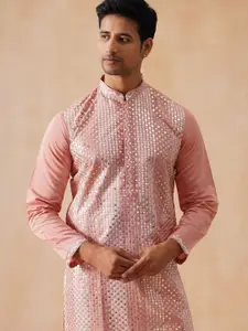 Jompers Men Geometric Embroidered Chikankari Kurta with Pyjamas