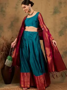 MANVAA Semi-Stitched Lehenga & Unstitched Blouse With Dupatta