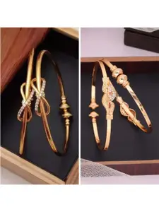 Anouk Set of 4 Gold-Plated Brass American Diamond Bangle