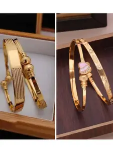 Anouk Set of 4 Gold Plated American Diamond Adjustable Bangles