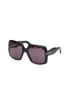 Tom Ford Women Purple Lens & Black Square Sunglasses with