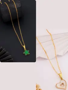 DressBerry Set of 2 Brass Gold-Plated Necklace