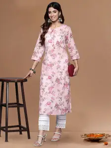 Varanga Women Floral Printed Daily Cotton Straight Kurta
