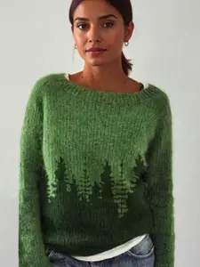 bebe Abstract Printed Round Neck Sweater