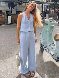 MIAKEE V-Neck Top With Trousers Co-Ords