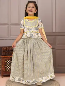 Cutiekins Girls Printed Ready to Wear Lehenga & Blouse With Dupatta