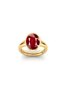 Barmunda gems Men Red Oval Gold-Plated Artificial Stones Brass Ethnic Finger Ring