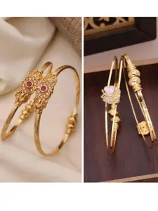 Anouk Gold-Plated 2 Pair Brass American Diamond Bangles