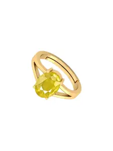 Barmunda gems Gold Plated Yellow Sapphire Brass Finger Ring