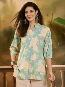 Sangria Floral Printed Pure Cotton Straight Kurti
