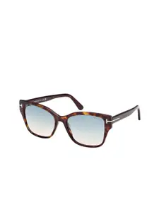 Tom Ford Women Green Lens & Brown Cateye Sunglasses with