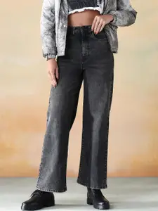 Flying Machine Women Wide Leg High-Rise Light Fade Stretchable Jeans