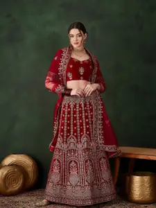 Maroosh Embroidered Semi-Stitched Lehenga & Unstitched Blouse With Dupatta
