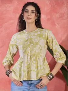 Sangria Women Floral Printed Pure Cotton Peplum Top