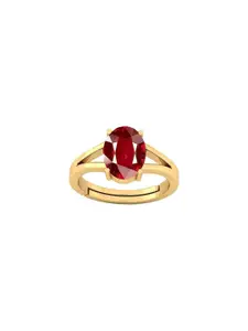 Barmunda gems Men Red Gold-Plated Artificial Stones Brass Ethnic Finger Ring